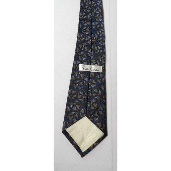 Pierre Cardin Mens Neck Tie Silk Blue Floral Abstract Art Deco Print USA - Picture 3 of 9